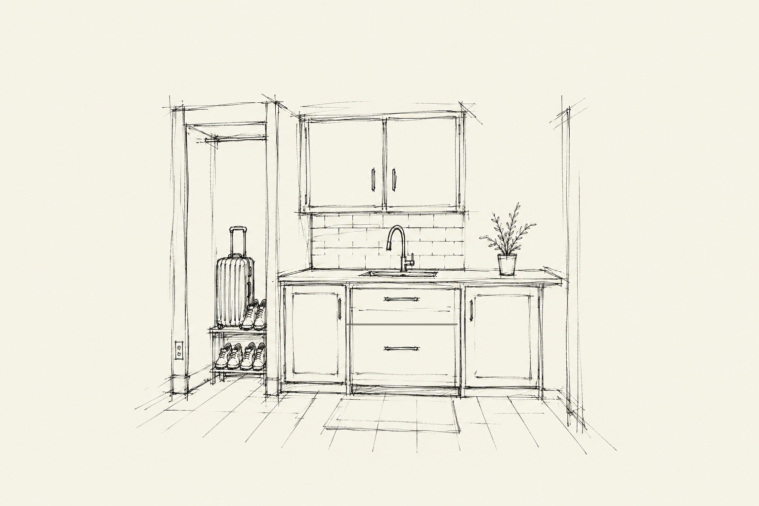 Sketch of apartment kitchen improvements